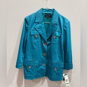 Jones New York Teal Button-Front Women's Blazer Jacket